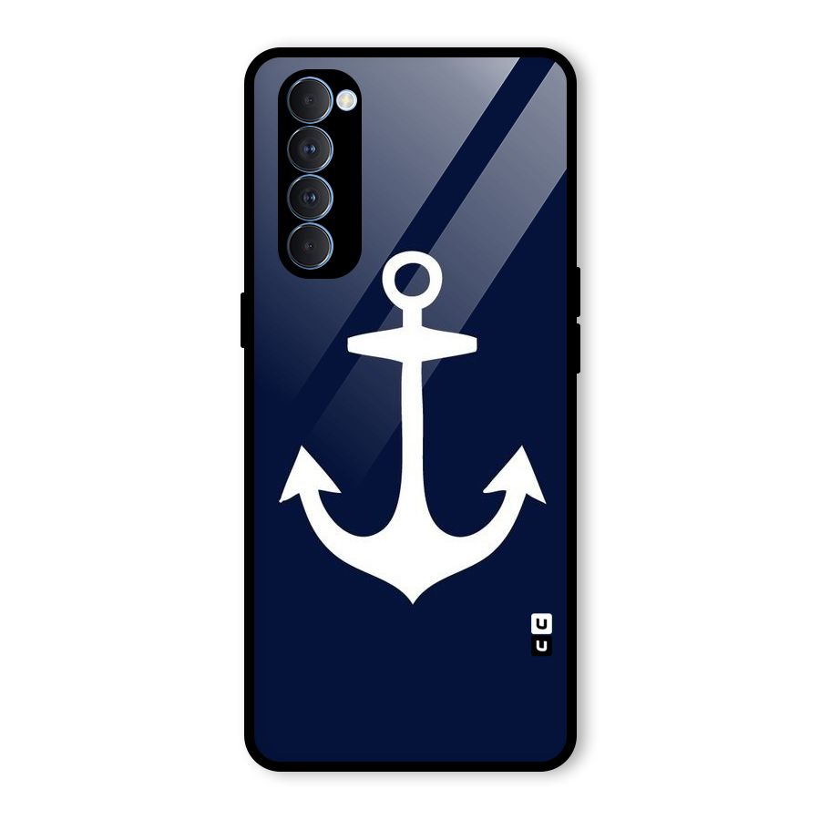 Stylish Anchor Design Glass Back Case for Oppo Reno4 Pro
