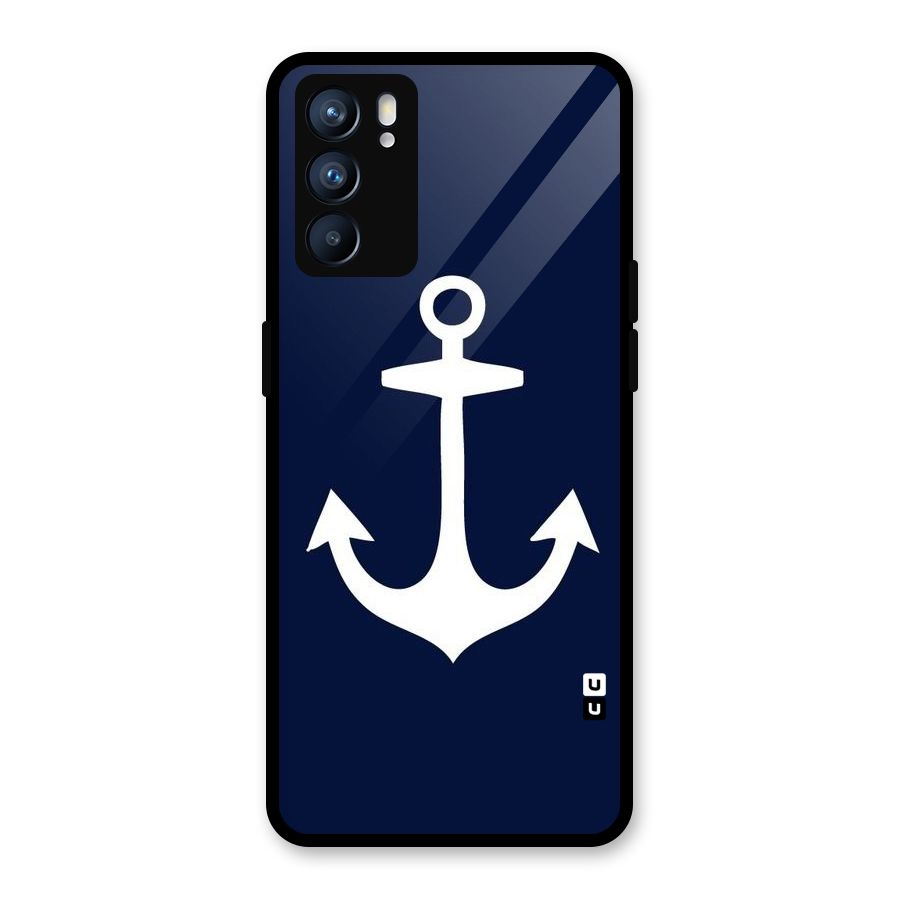 Stylish Anchor Design Glass Back Case for Oppo Reno6 5G