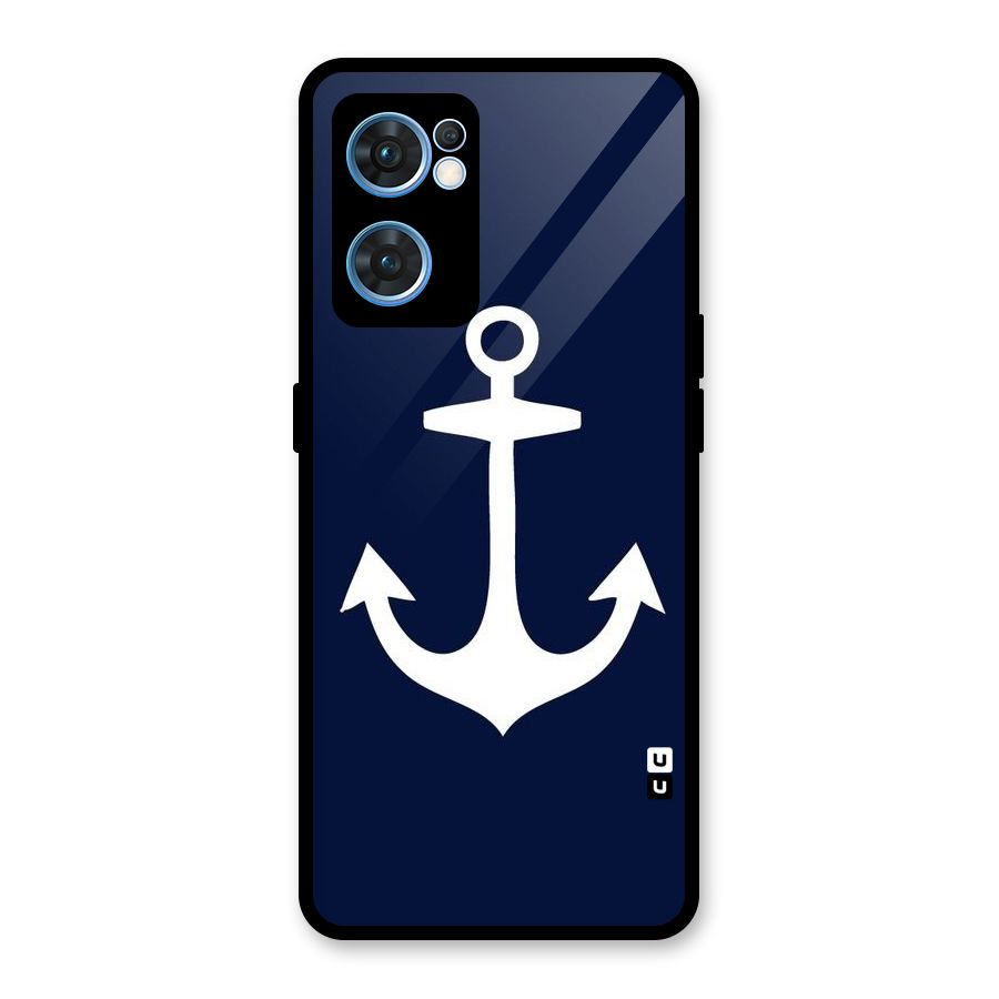 Stylish Anchor Design Glass Back Case for Oppo Reno7 5G