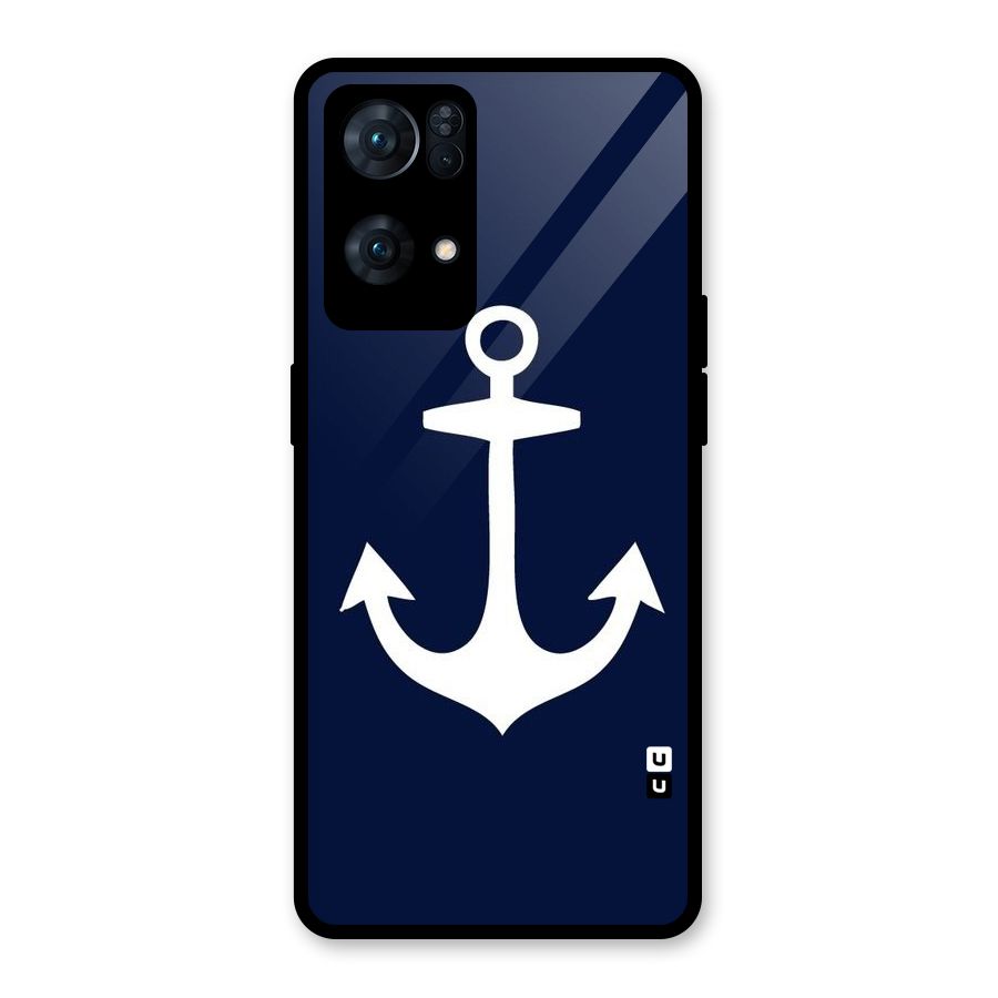 Stylish Anchor Design Glass Back Case for Oppo Reno7 Pro 5G