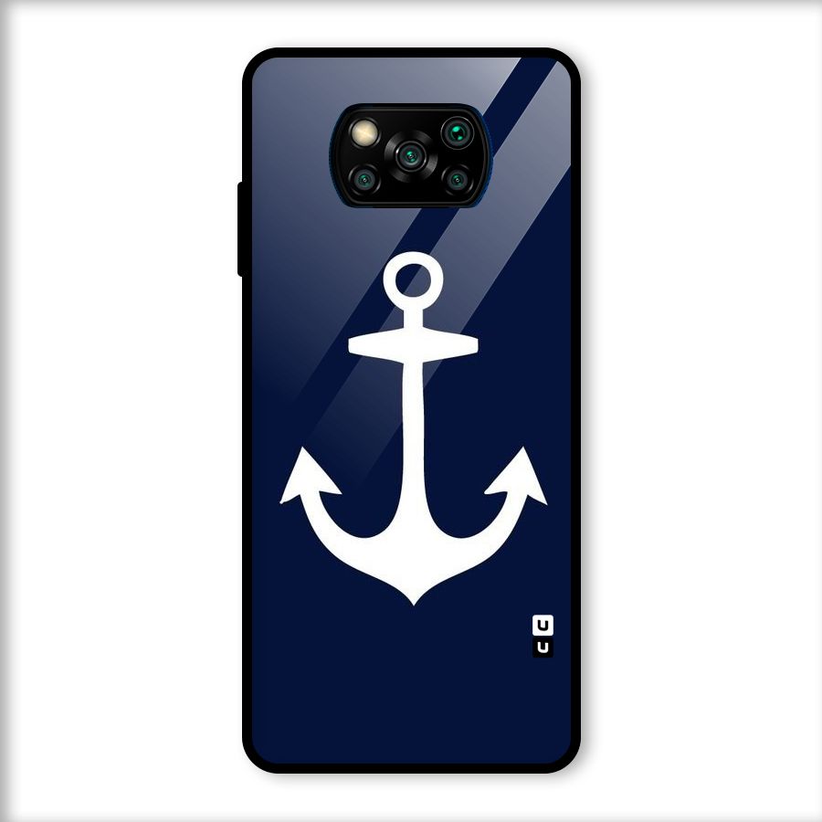 Stylish Anchor Design Glass Back Case for Poco X3