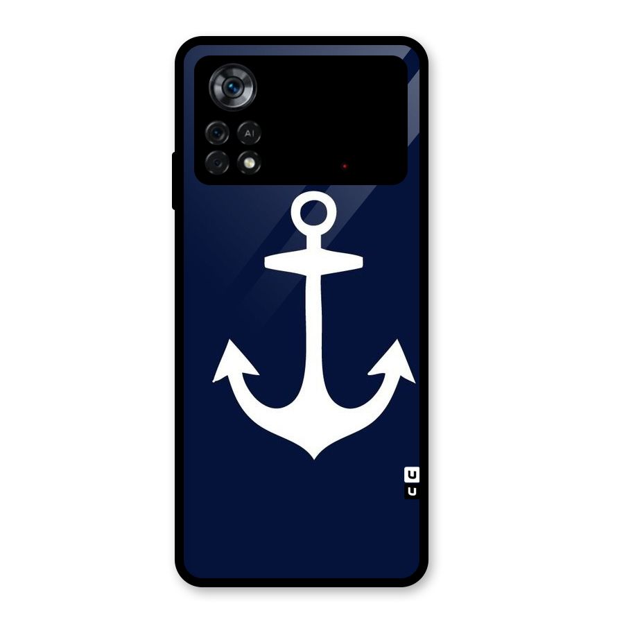 Stylish Anchor Design Glass Back Case for Poco X4 Pro 5G