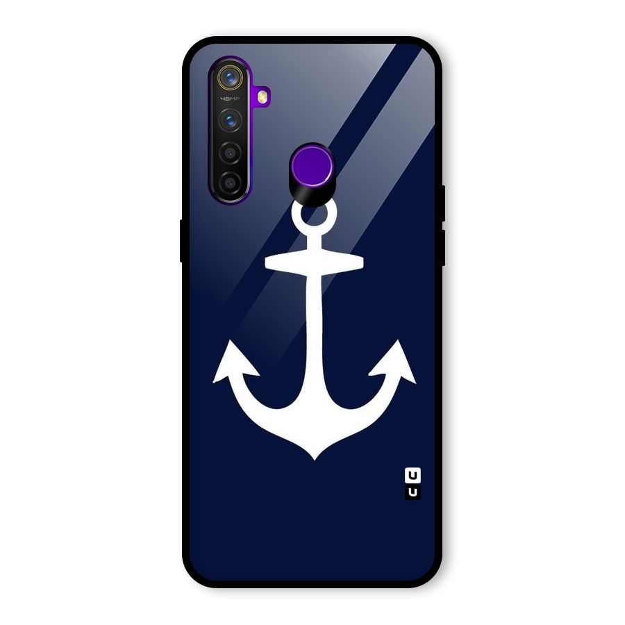 Stylish Anchor Design Glass Back Case for Realme 5 Pro