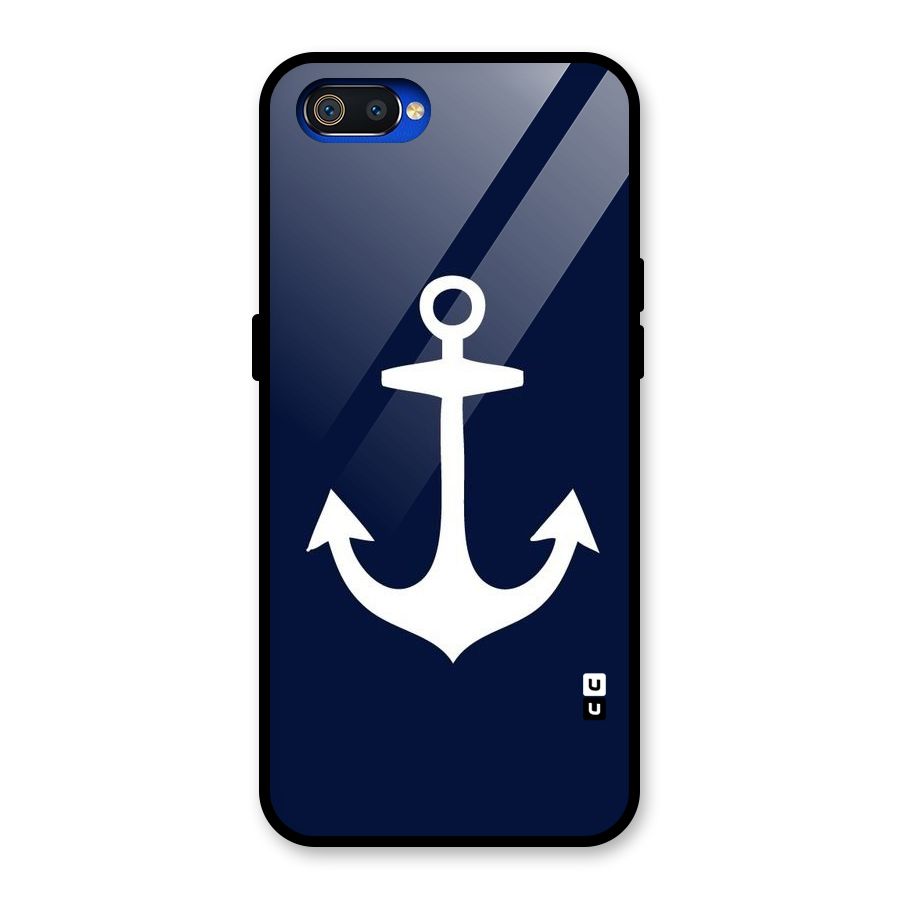 Stylish Anchor Design Glass Back Case for Realme C2