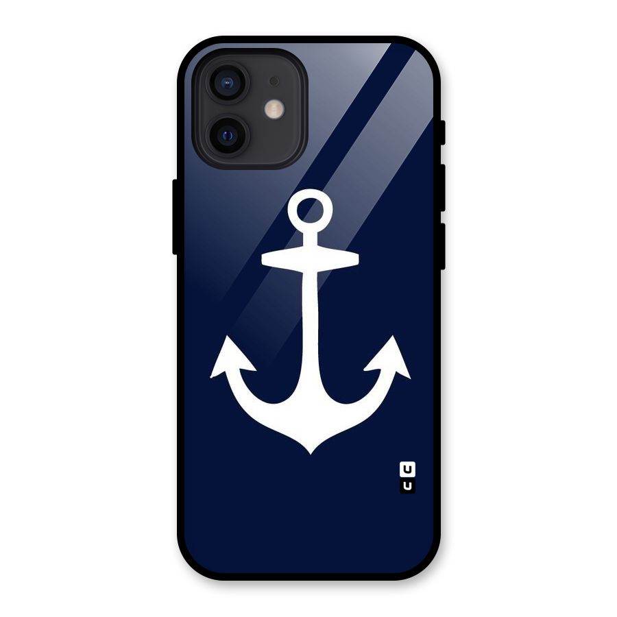 Stylish Anchor Design Glass Back Case for iPhone 12
