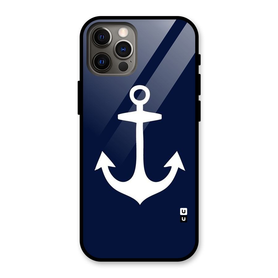 Stylish Anchor Design Glass Back Case for iPhone 12 Pro