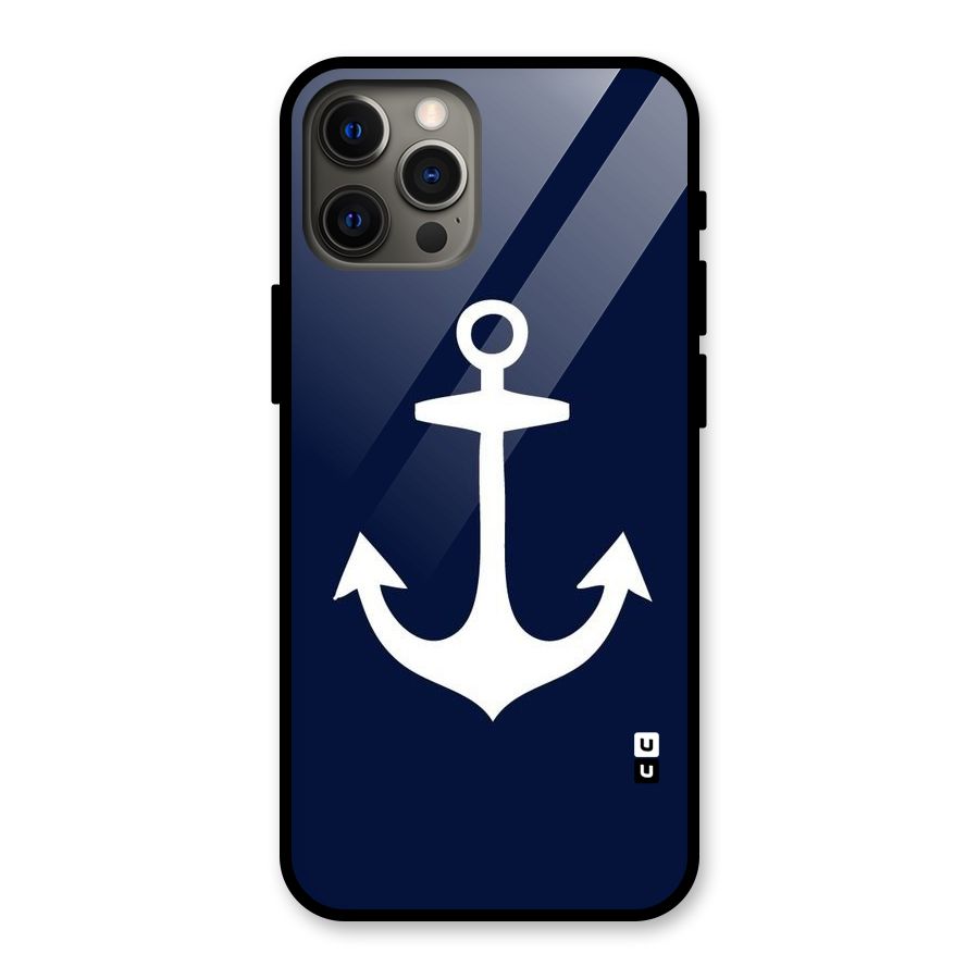 Stylish Anchor Design Glass Back Case for iPhone 12 Pro Max