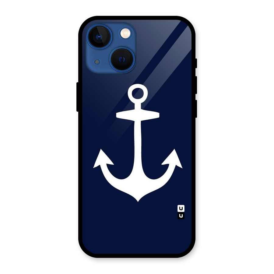 Stylish Anchor Design Glass Back Case for iPhone 13 Mini