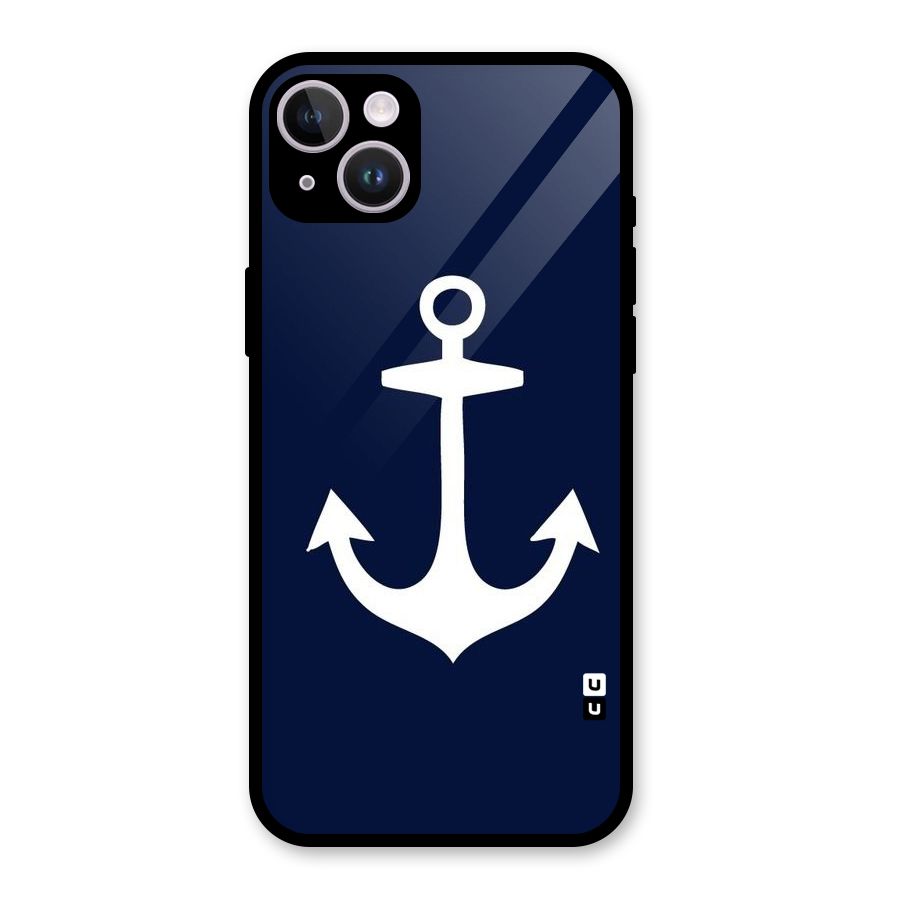 Stylish Anchor Design Glass Back Case for iPhone 14 Plus