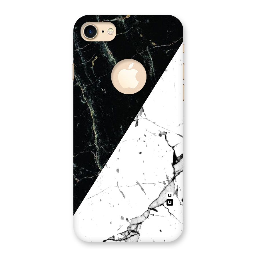 Stylish Diagonal Marble Back Case for iPhone 7 Logo Cut