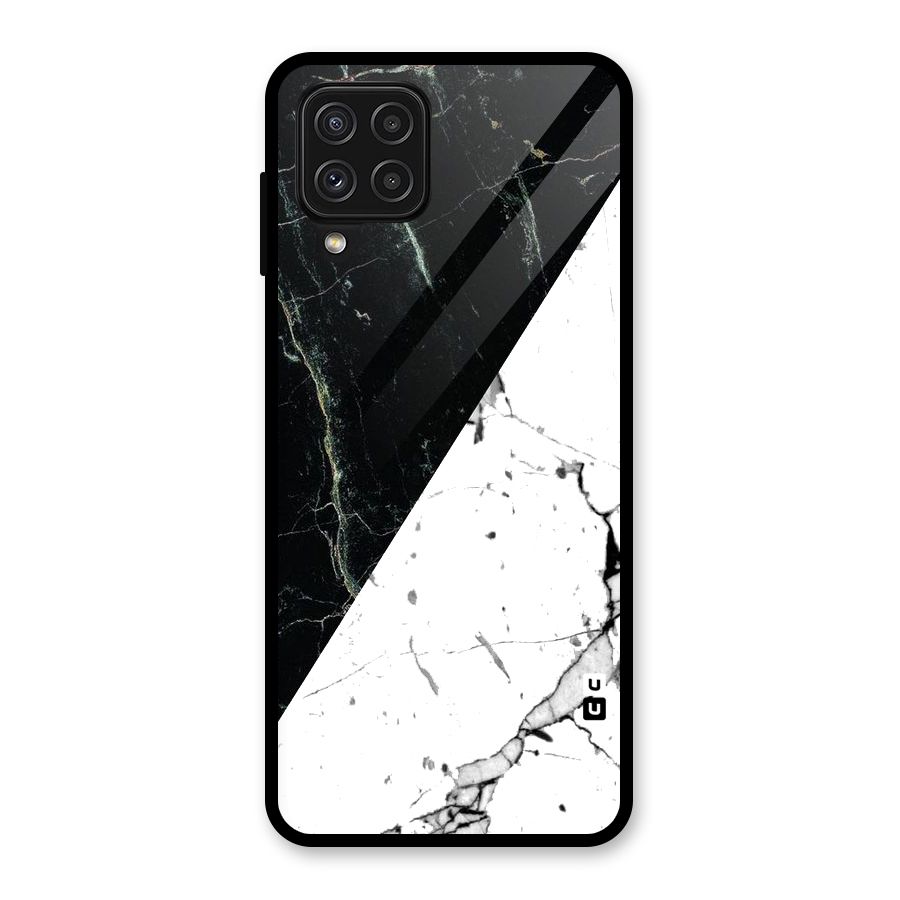 Stylish Diagonal Marble Glass Back Case for Galaxy A22 4G