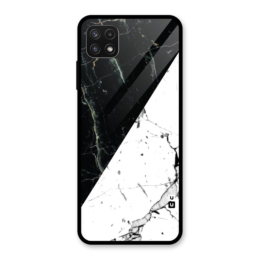 Stylish Diagonal Marble Glass Back Case for Galaxy A22 5G