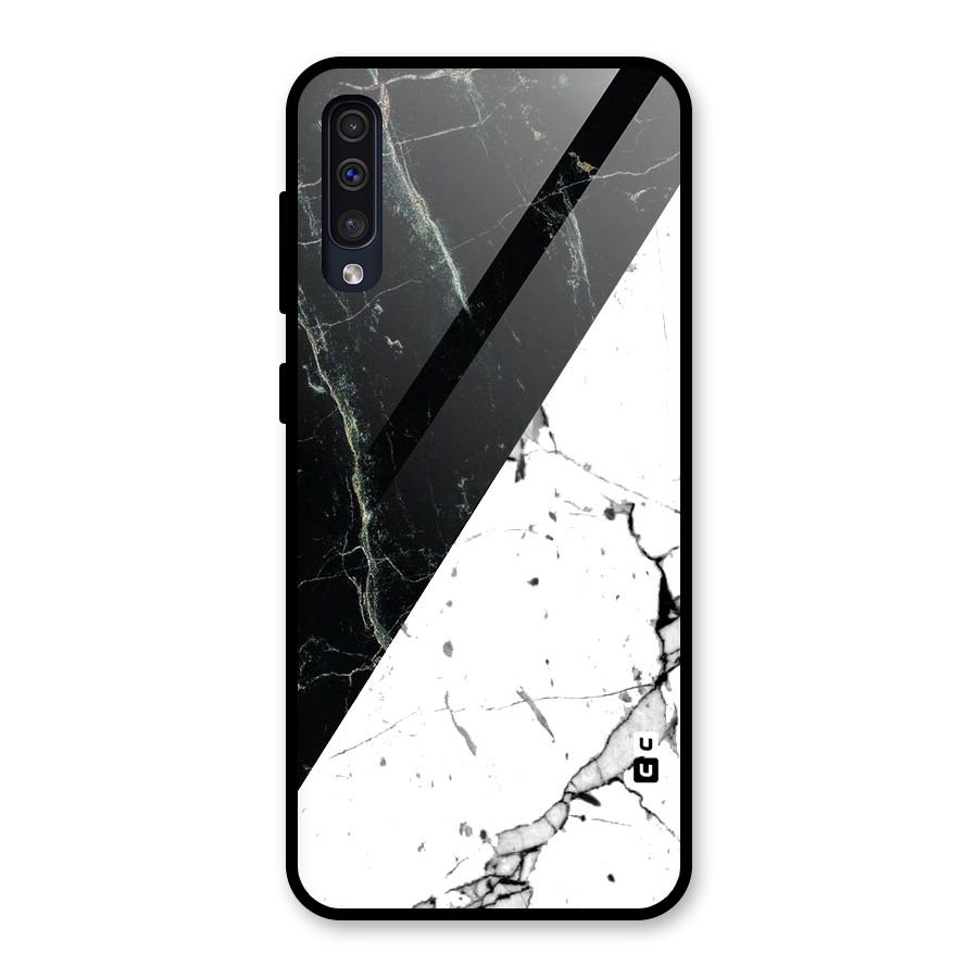 Stylish Diagonal Marble Glass Back Case for Galaxy A30s