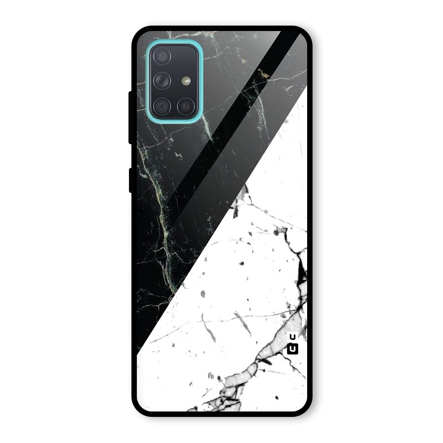 Stylish Diagonal Marble Glass Back Case for Galaxy A71