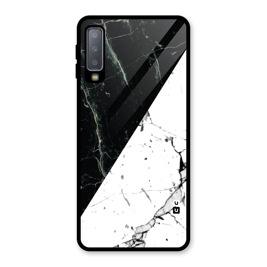 Stylish Diagonal Marble Glass Back Case for Galaxy A7 (2018)