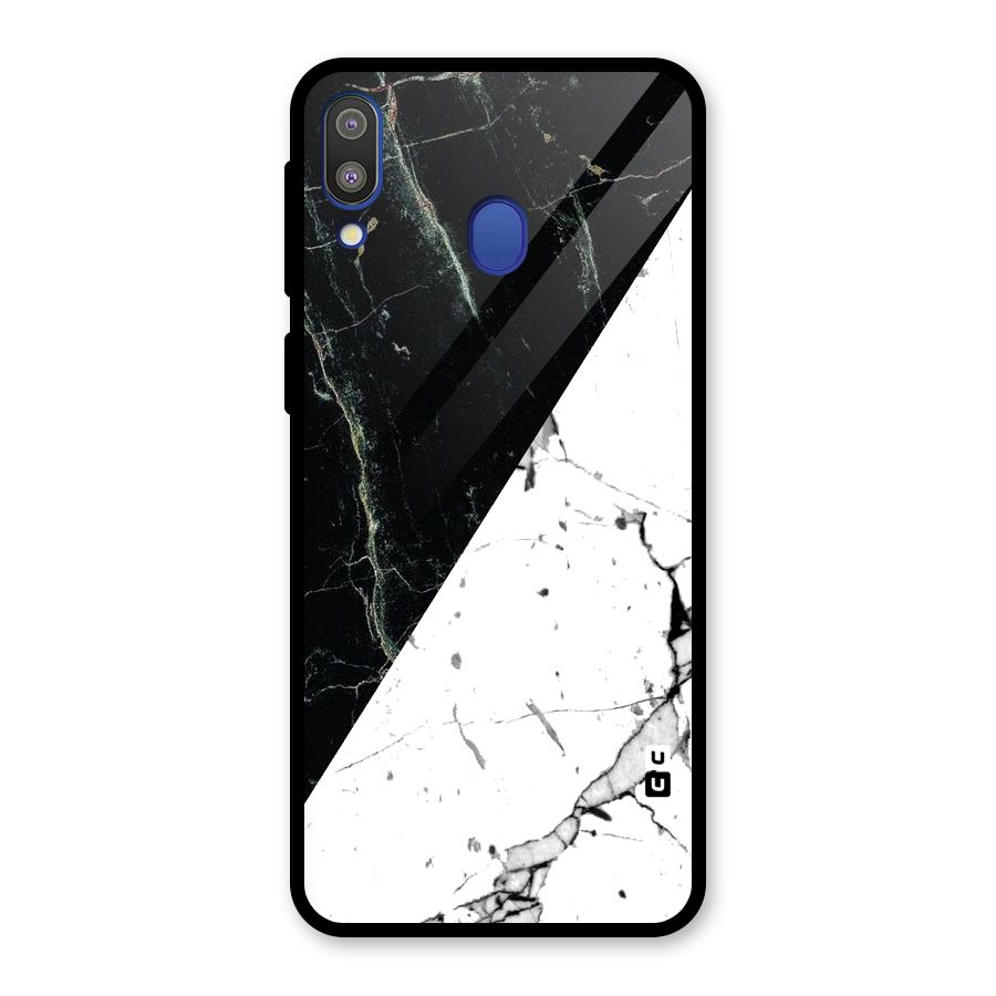 Stylish Diagonal Marble Glass Back Case for Galaxy M20