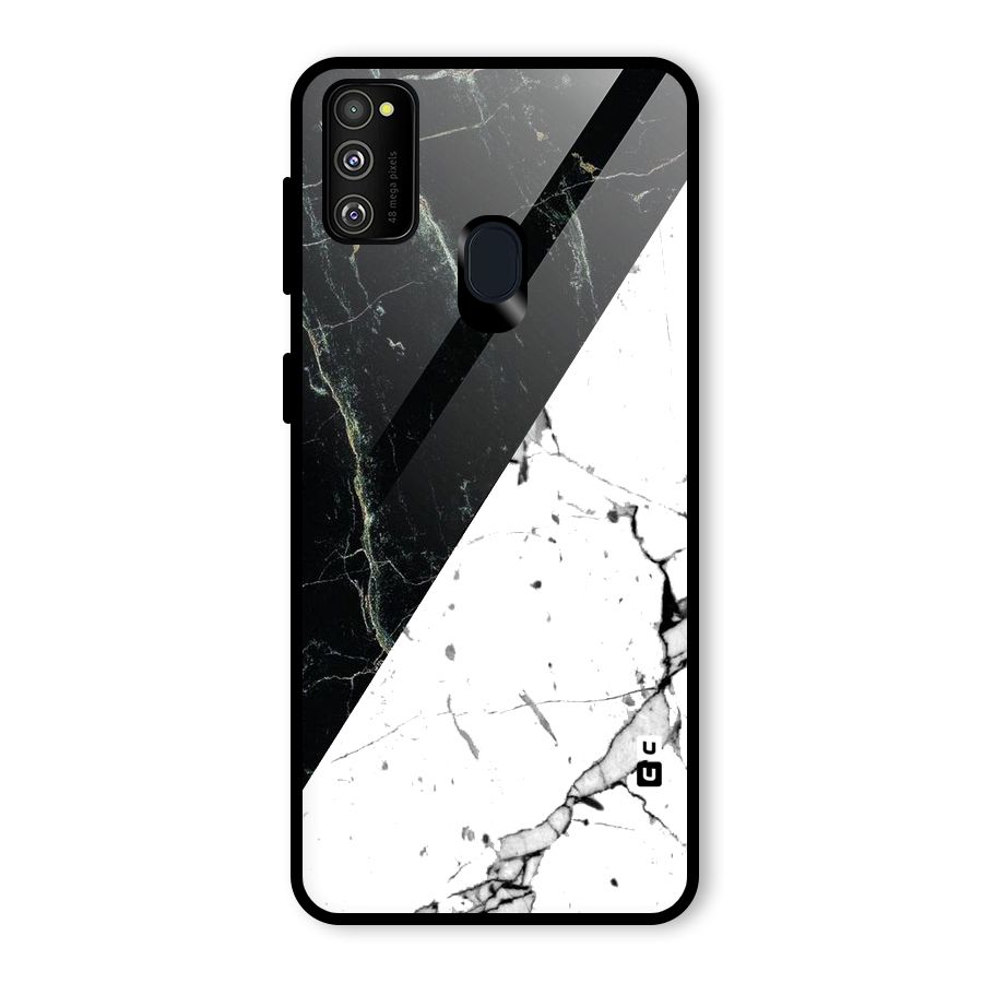 Stylish Diagonal Marble Glass Back Case for Galaxy M30s