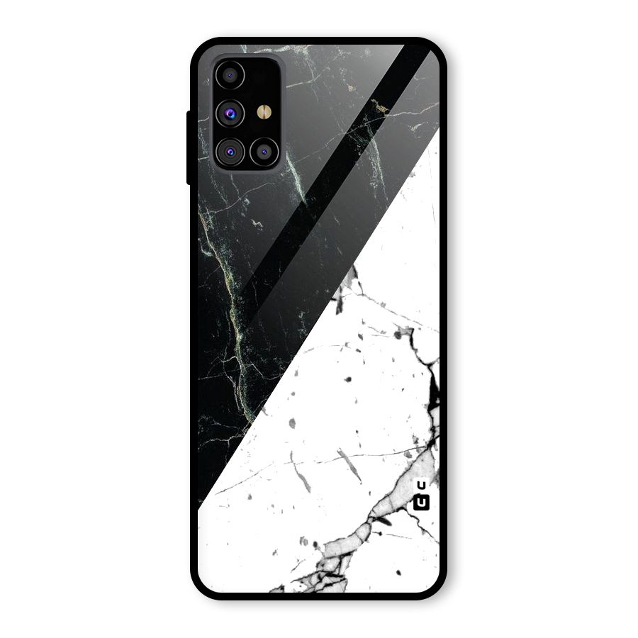 Stylish Diagonal Marble Glass Back Case for Galaxy M31s