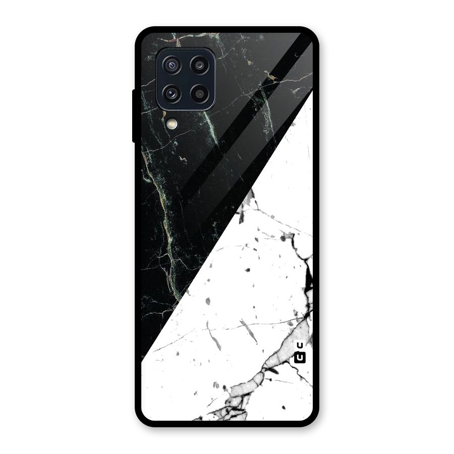 Stylish Diagonal Marble Glass Back Case for Galaxy M32