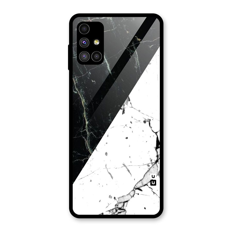 Stylish Diagonal Marble Glass Back Case for Galaxy M51