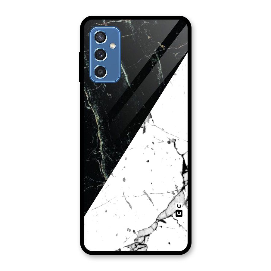 Stylish Diagonal Marble Glass Back Case for Galaxy M52 5G