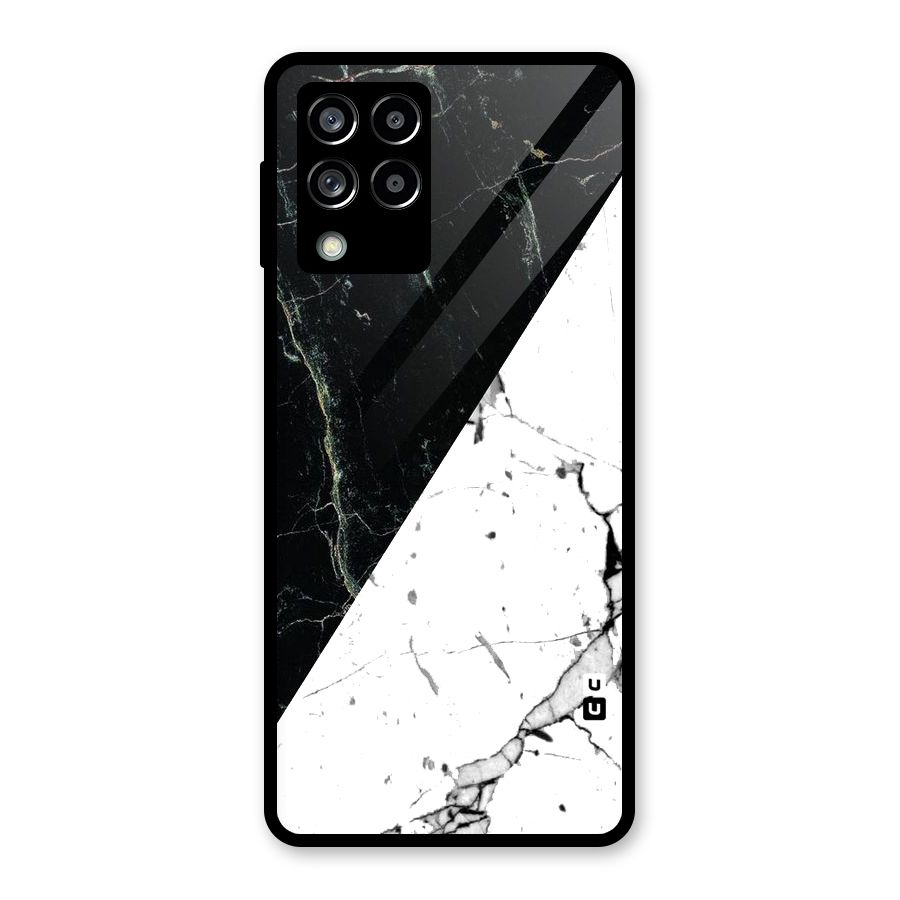 Stylish Diagonal Marble Glass Back Case for Galaxy M53 5G