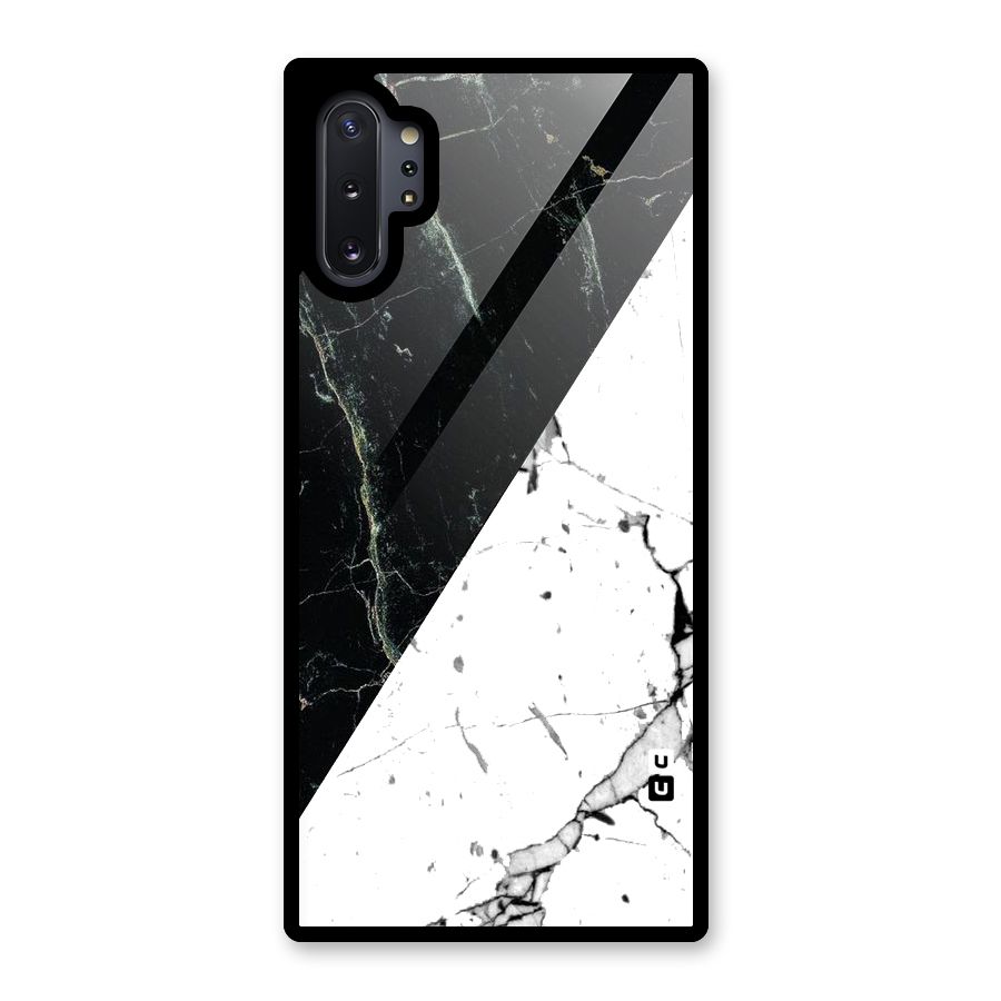 Stylish Diagonal Marble Glass Back Case for Galaxy Note 10 Plus
