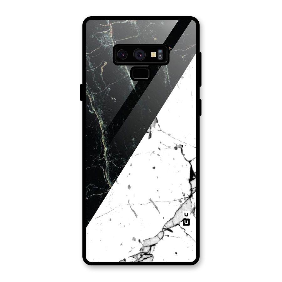 Stylish Diagonal Marble Glass Back Case for Galaxy Note 9