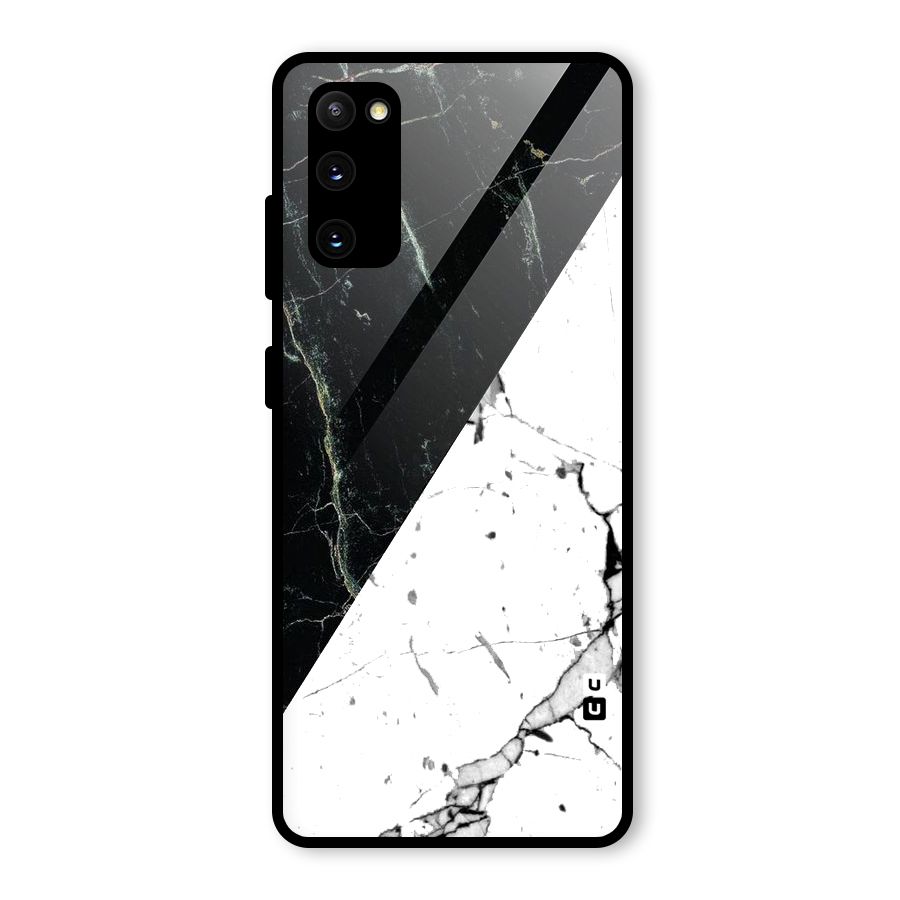 Stylish Diagonal Marble Glass Back Case for Galaxy S20 FE