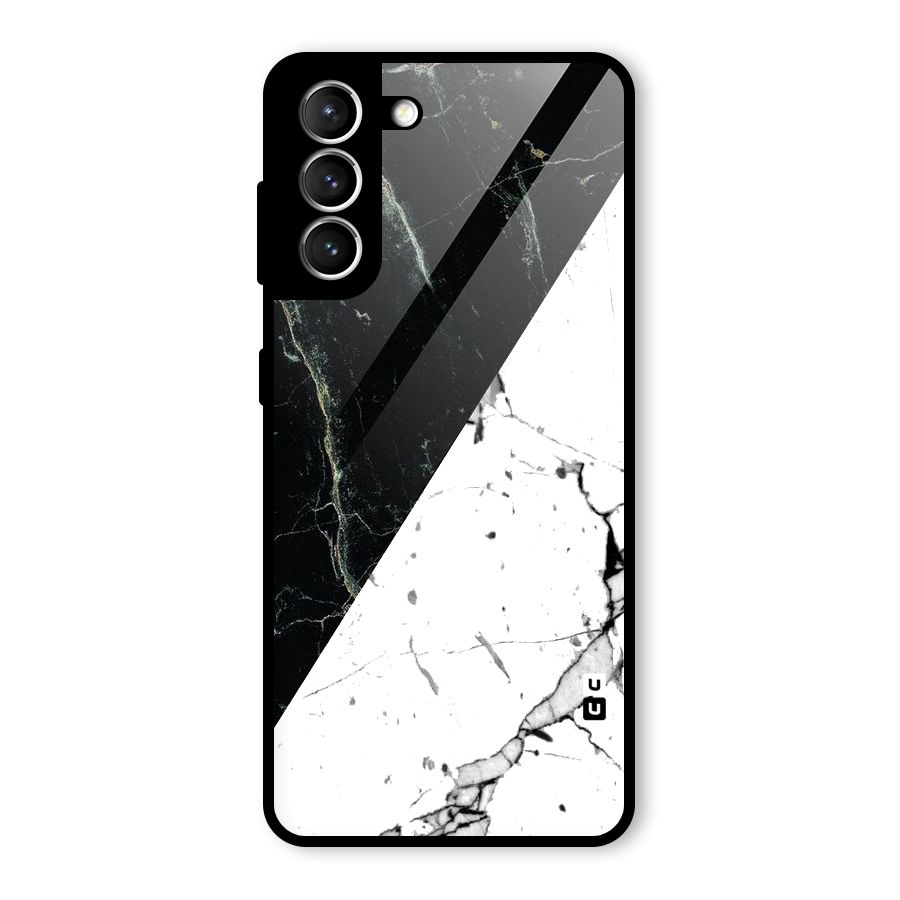 Stylish Diagonal Marble Glass Back Case for Galaxy S21 5G