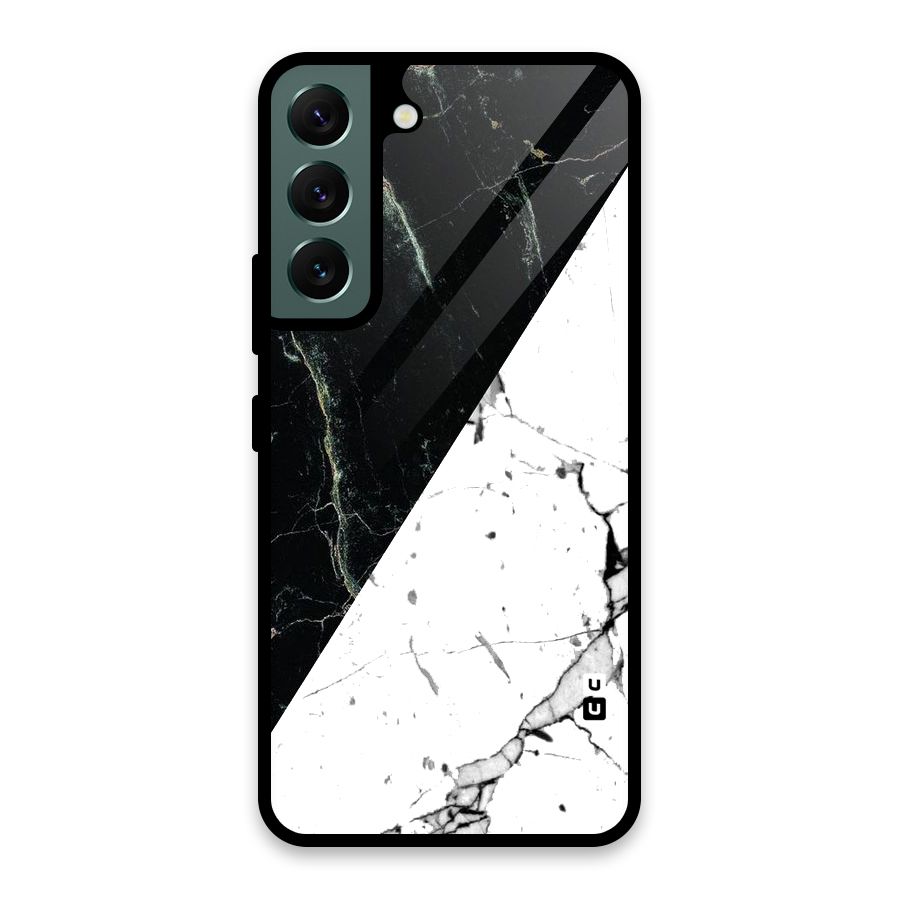 Stylish Diagonal Marble Glass Back Case for Galaxy S22 5G