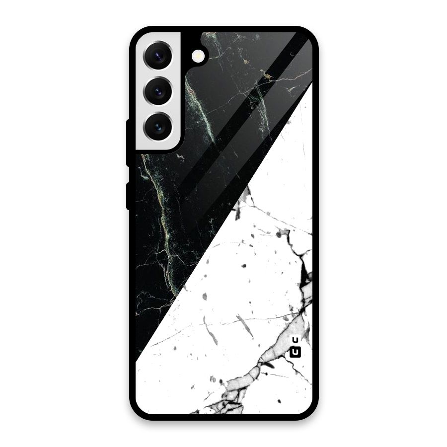 Stylish Diagonal Marble Glass Back Case for Galaxy S22 Plus 5G