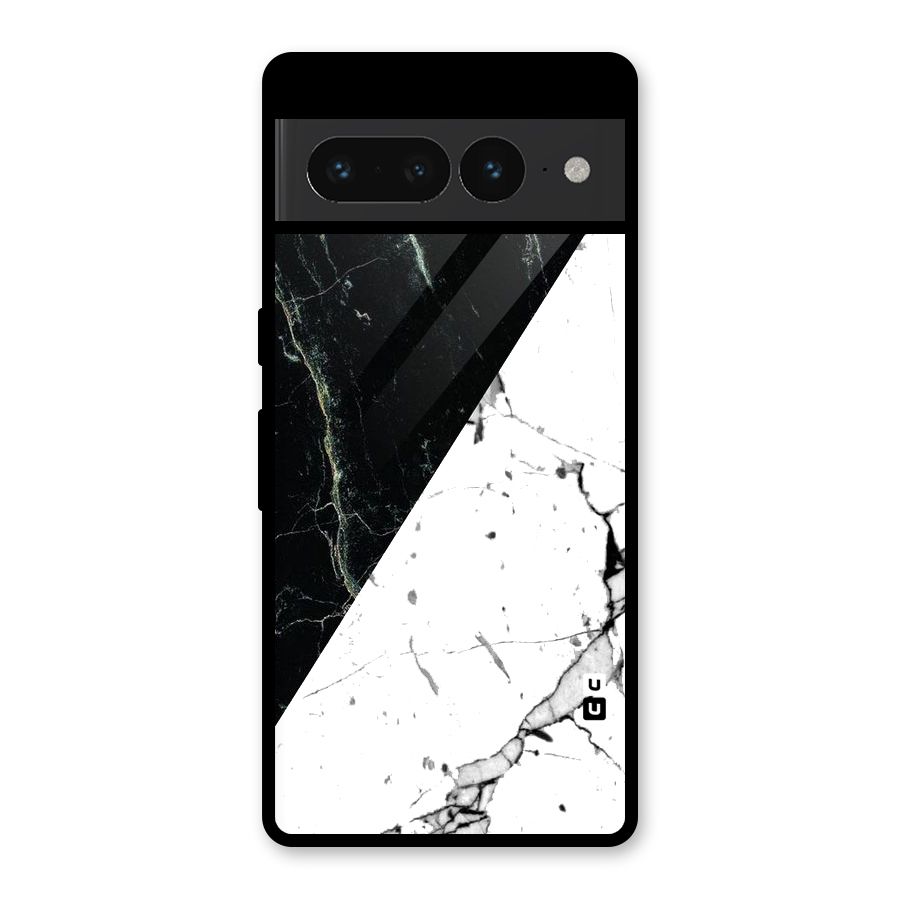 Stylish Diagonal Marble Glass Back Case for Google Pixel 7 Pro