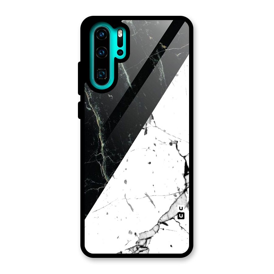 Stylish Diagonal Marble Glass Back Case for Huawei P30 Pro