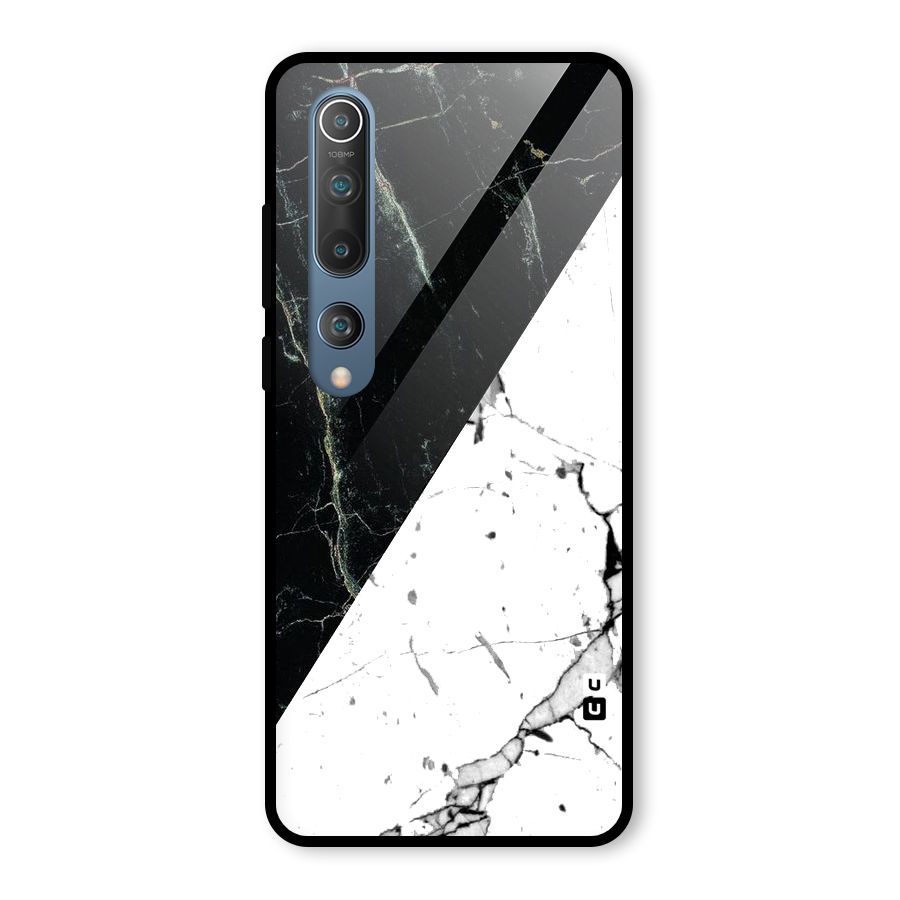 Stylish Diagonal Marble Glass Back Case for Mi 10
