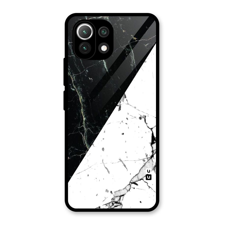 Stylish Diagonal Marble Glass Back Case for Mi 11 Lite