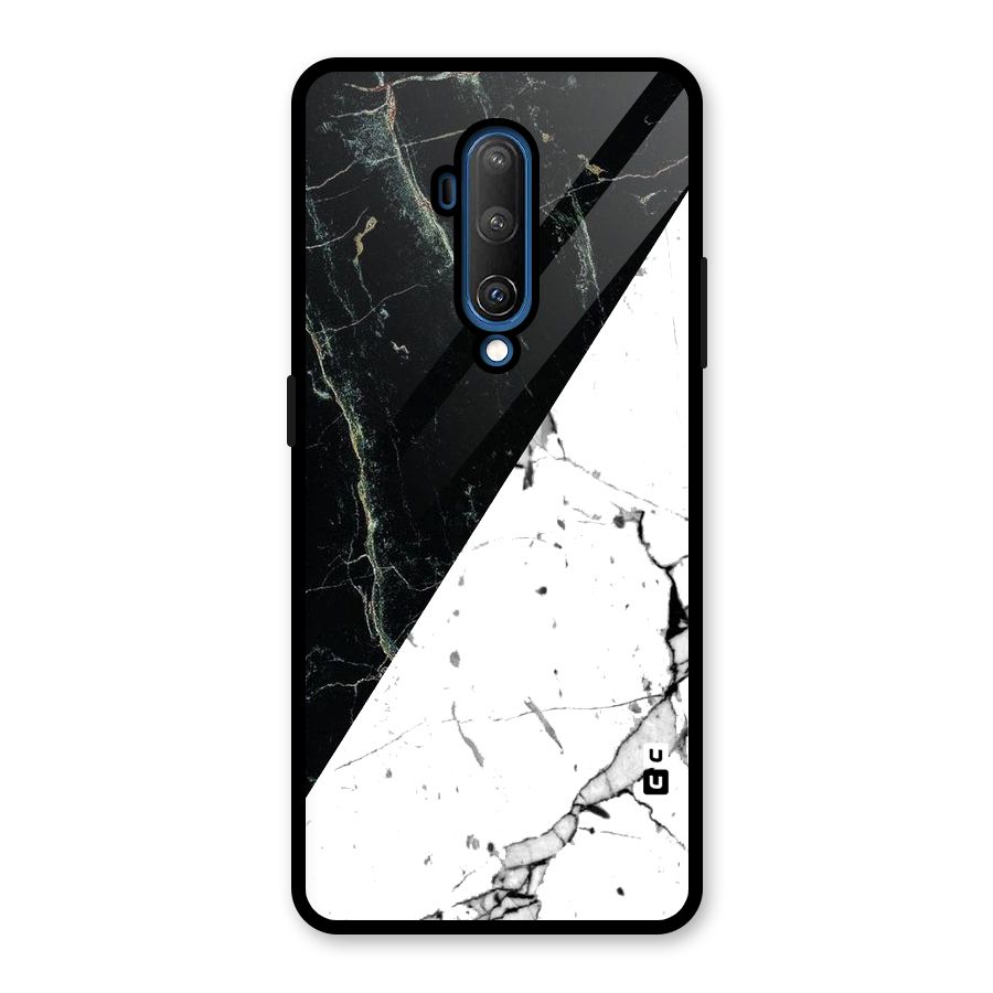 Stylish Diagonal Marble Glass Back Case for OnePlus 7T Pro