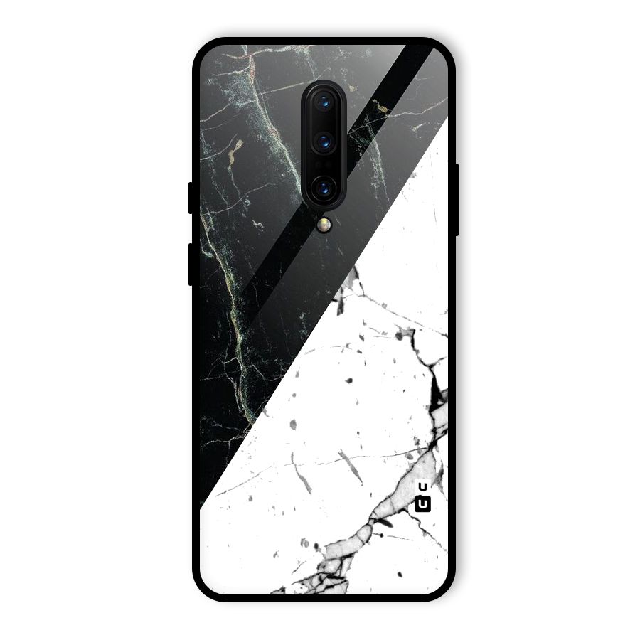 Stylish Diagonal Marble Glass Back Case for OnePlus 7 Pro