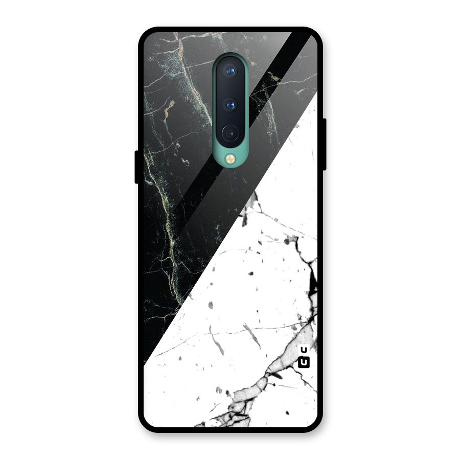 Stylish Diagonal Marble Glass Back Case for OnePlus 8