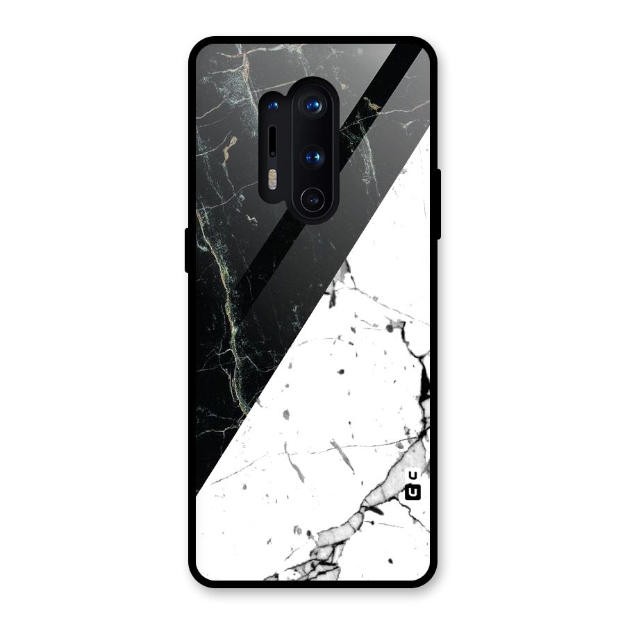 Stylish Diagonal Marble Glass Back Case for OnePlus 8 Pro