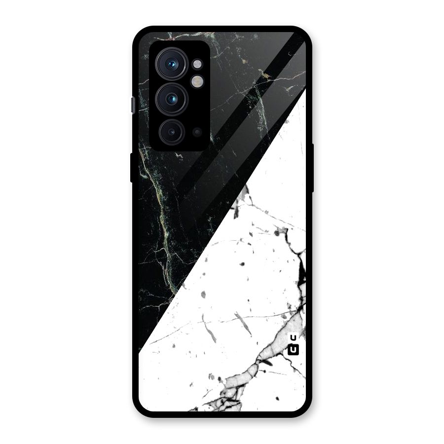 Stylish Diagonal Marble Glass Back Case for OnePlus 9RT 5G