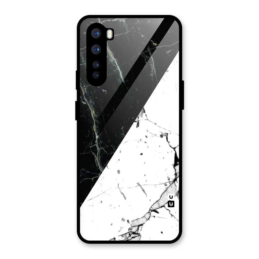 Stylish Diagonal Marble Glass Back Case for OnePlus Nord
