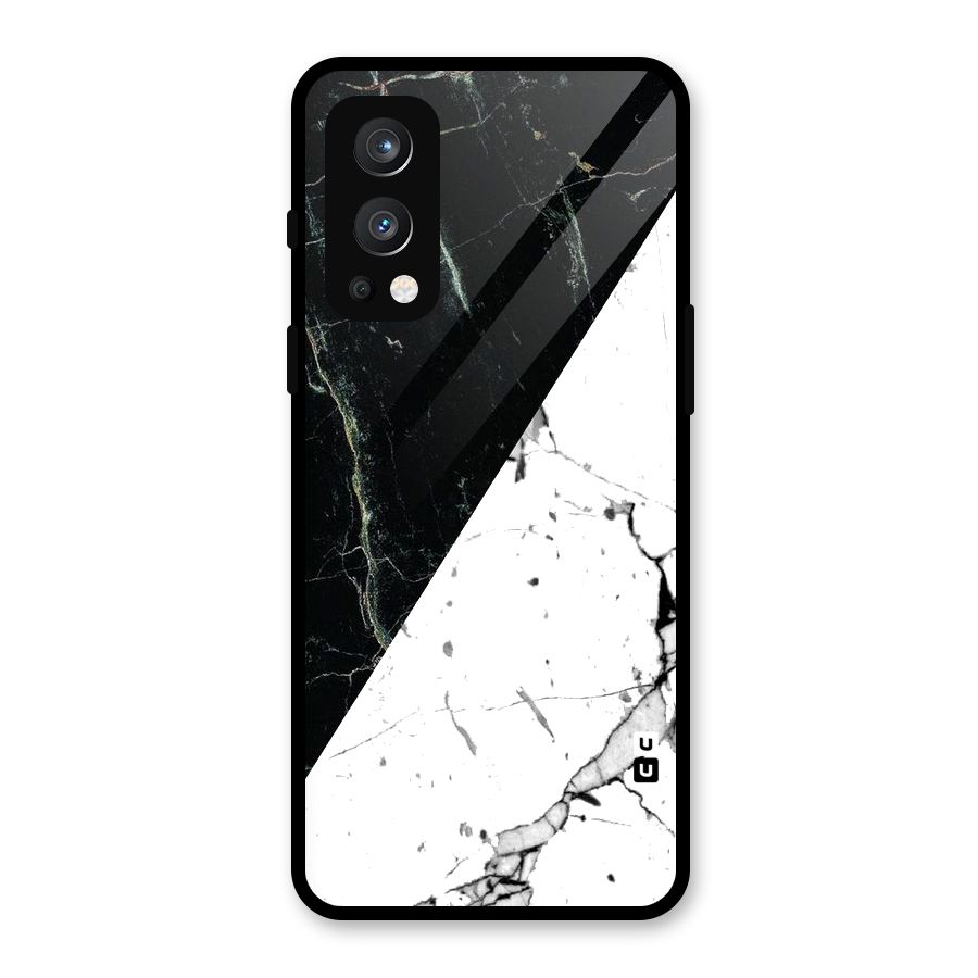 Stylish Diagonal Marble Glass Back Case for OnePlus Nord 2 5G