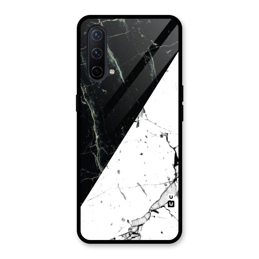 Stylish Diagonal Marble Glass Back Case for OnePlus Nord CE 5G