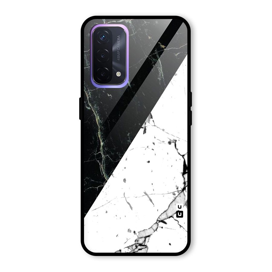 Stylish Diagonal Marble Glass Back Case for Oppo A74 5G