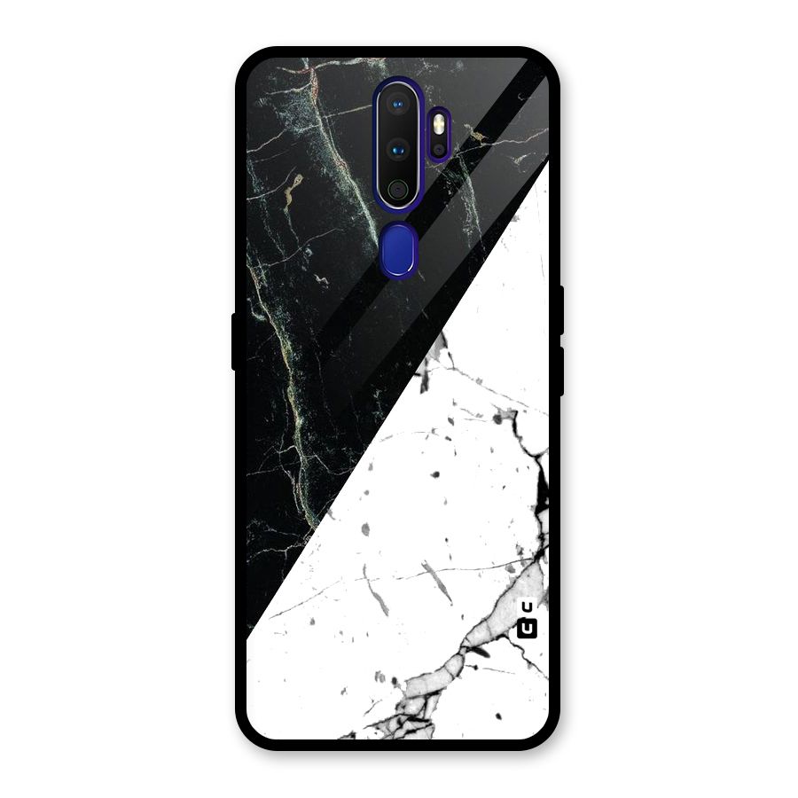 Stylish Diagonal Marble Glass Back Case for Oppo A9 (2020)