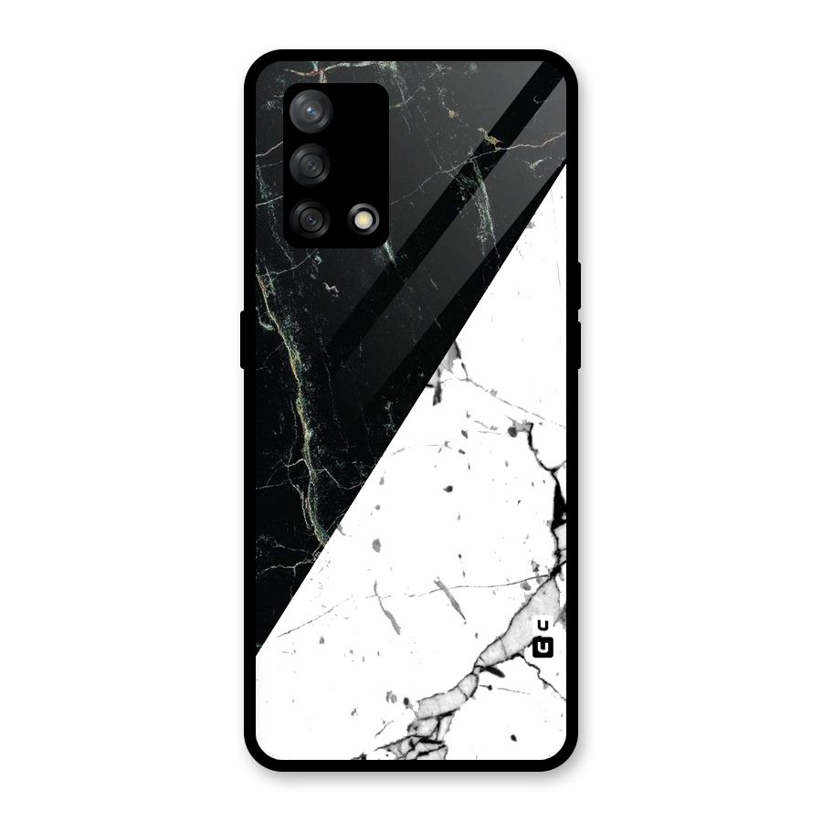 Stylish Diagonal Marble Glass Back Case for Oppo F19