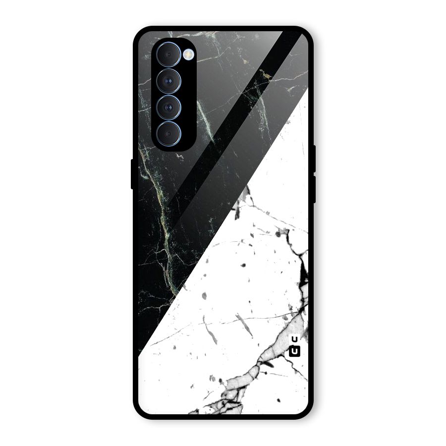 Stylish Diagonal Marble Glass Back Case for Oppo Reno4 Pro