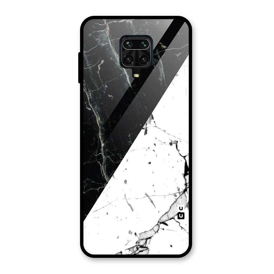 Stylish Diagonal Marble Glass Back Case for Poco M2 Pro