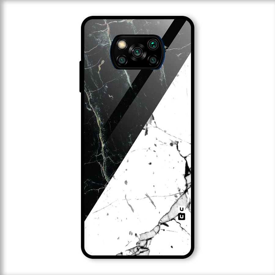Stylish Diagonal Marble Glass Back Case for Poco X3